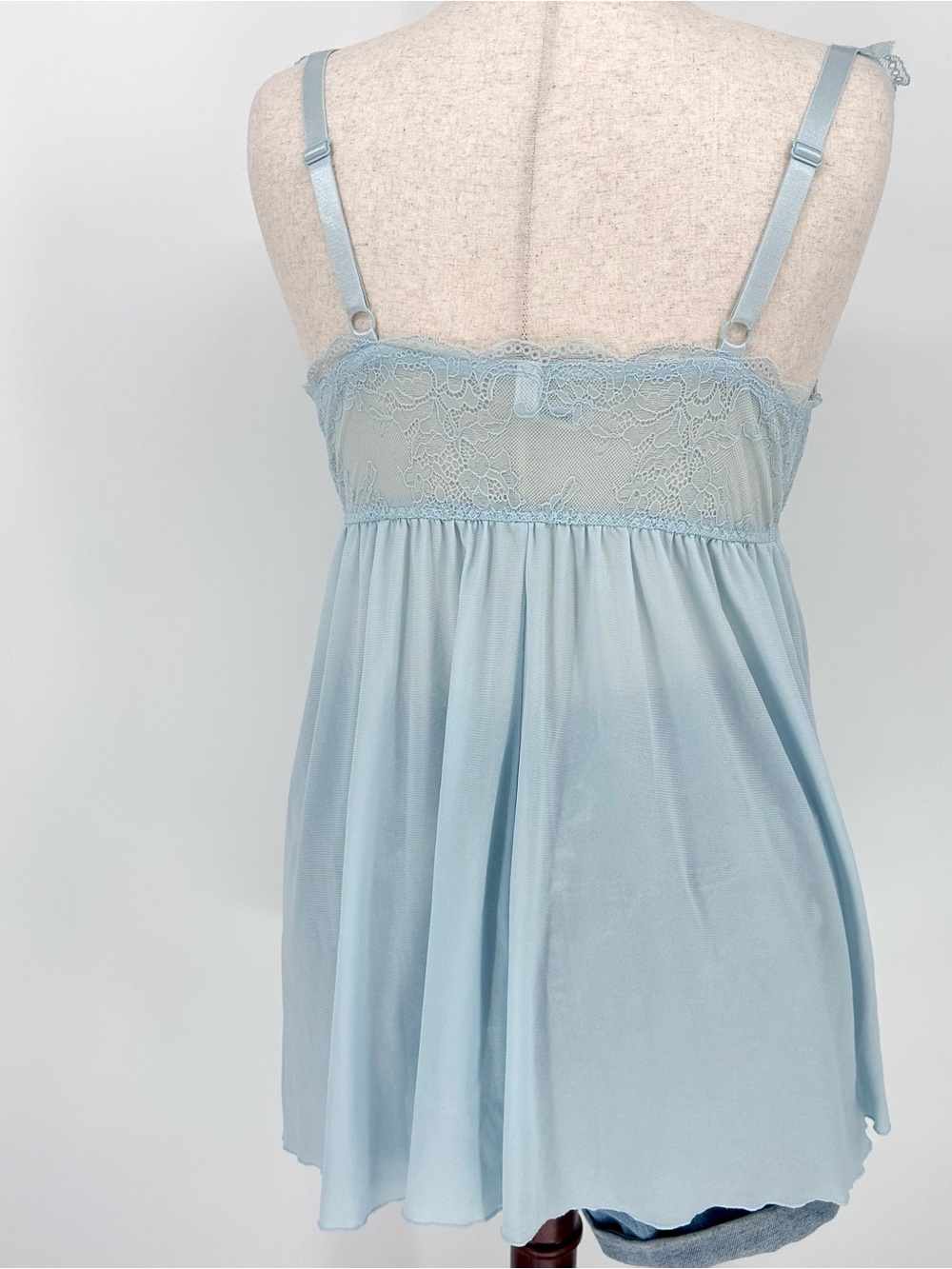Y2K Blue Lace Babydoll Lingerie Slip Dress Tank Fairy Coquette Top - Picture 8 of 9
